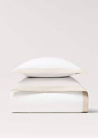 Cotton percale duvet cover with linen trim for 150/160 cm bed
