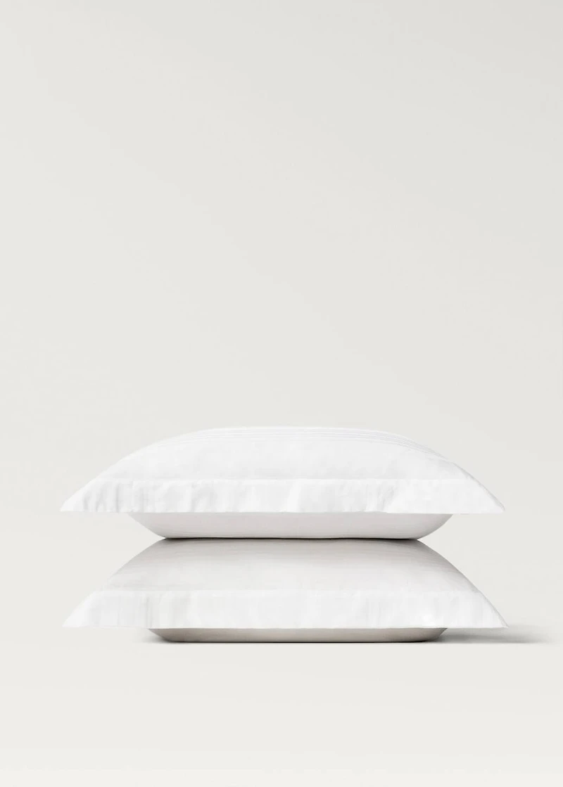 Two 300-thread count cotton satin striped pillowcases 60x60 cm