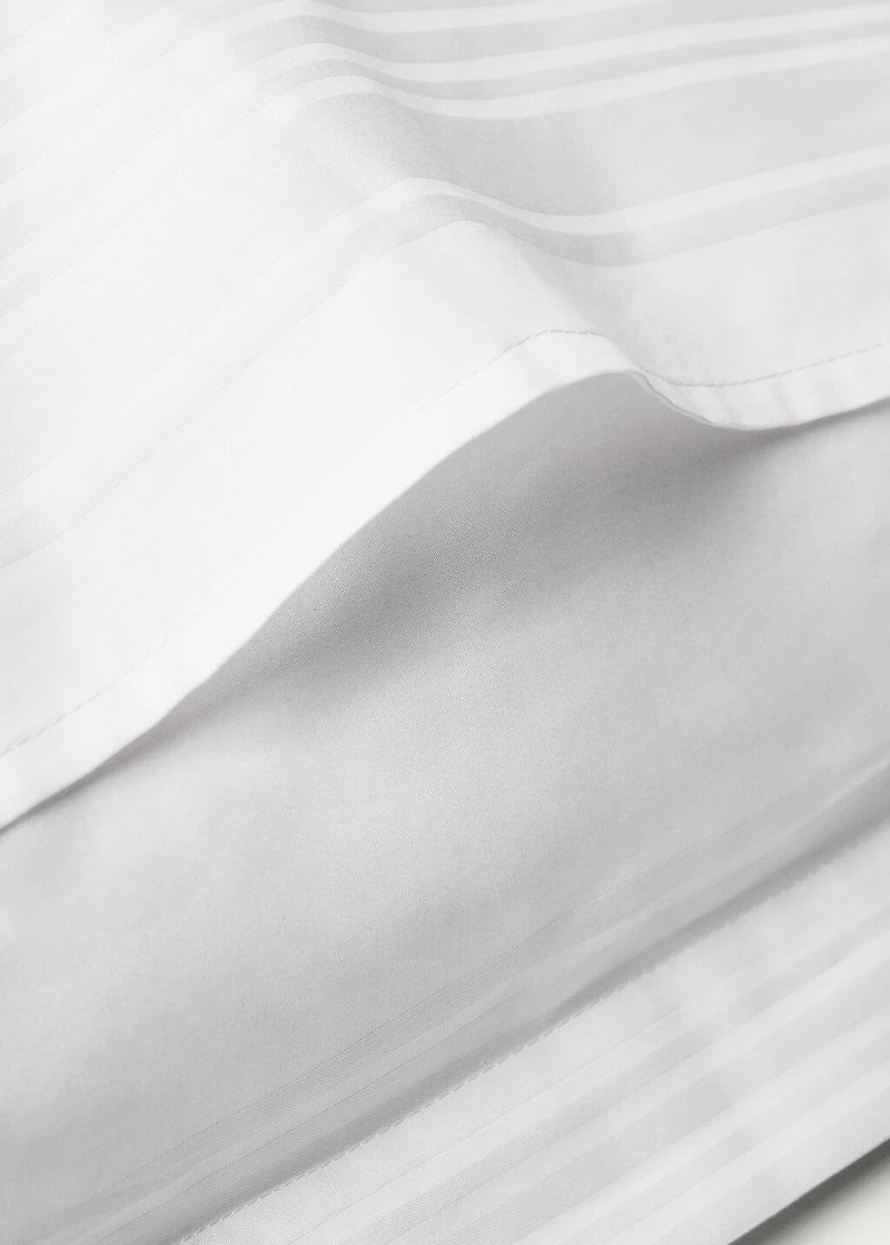 Two 300-thread count cotton satin striped pillowcases 60x60 cm