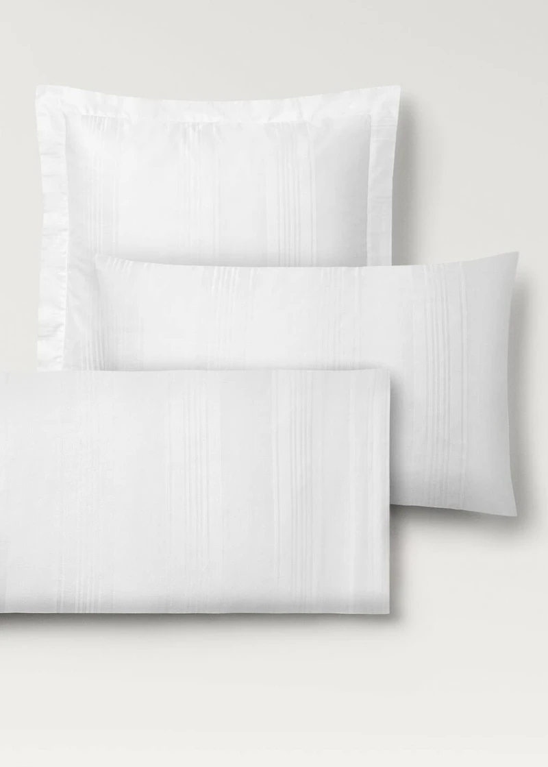 Two 300-thread count cotton satin striped pillowcases 60x60 cm