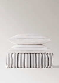 Reversible striped cotton duvet cover for 135 cm bed
