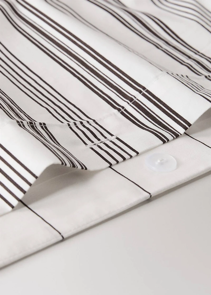 Reversible striped cotton duvet cover for 135 cm bed
