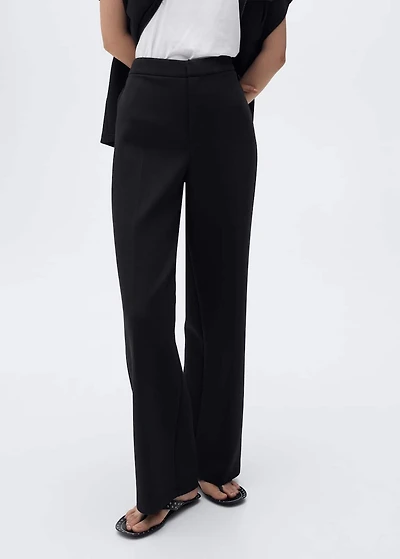 Straight-fit pants with elastic waist