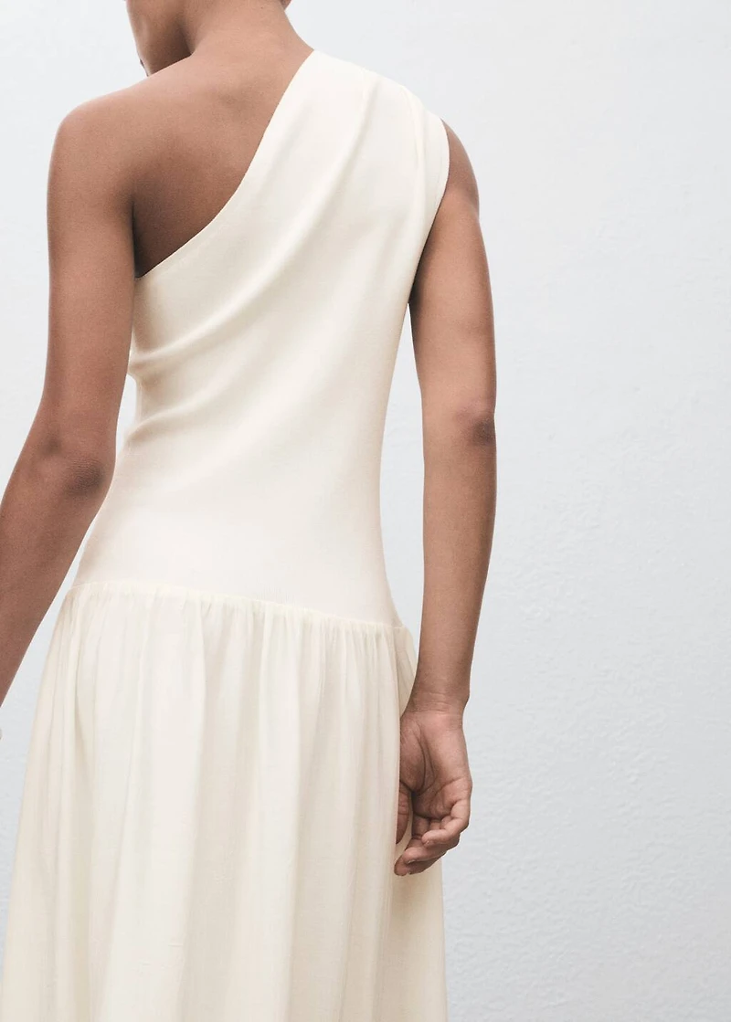Asymmetrical combined knitted dress