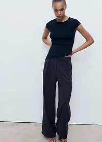 Straight-fit pleated pants