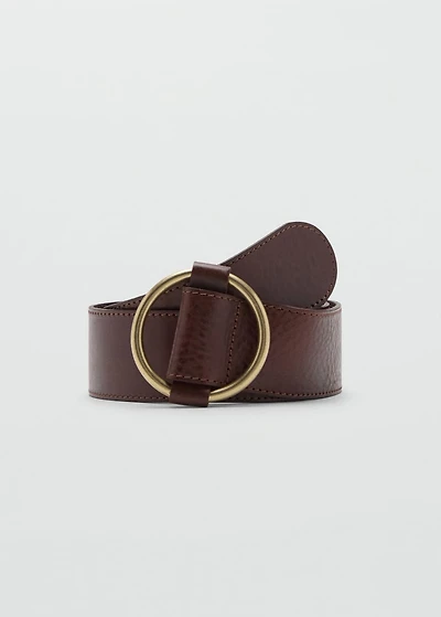 Rounded buckle leather belt
