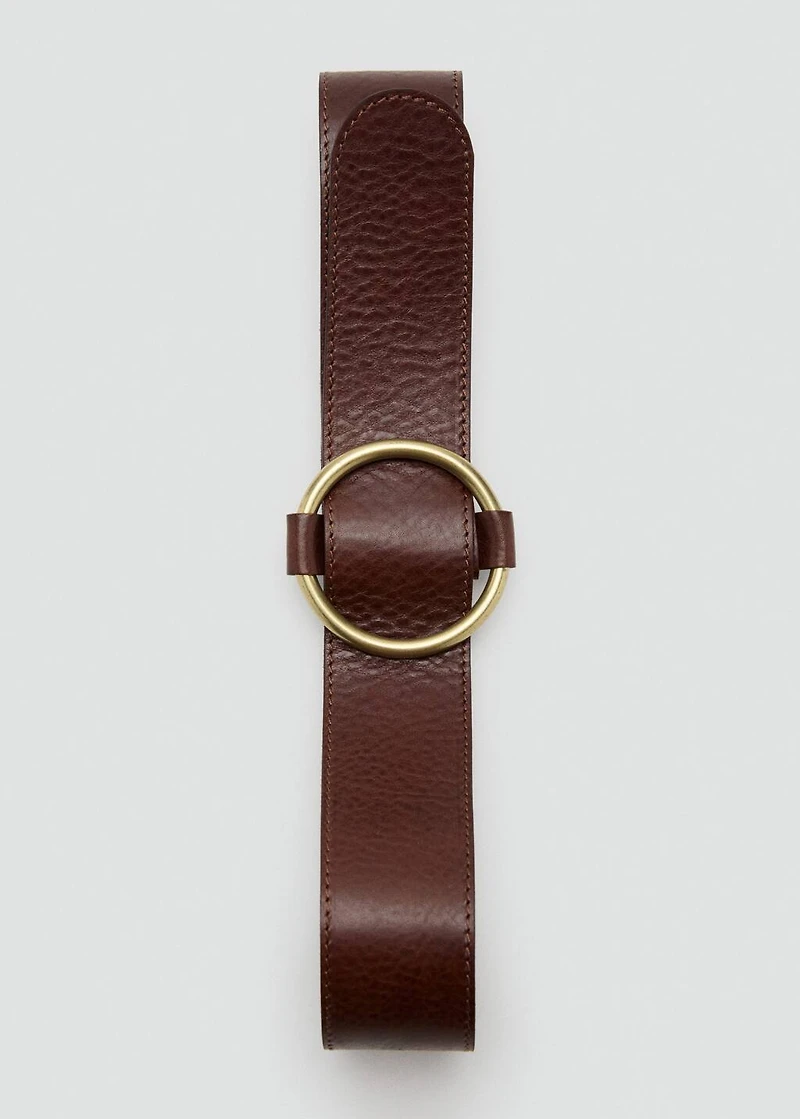 Rounded buckle leather belt