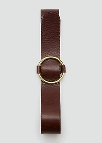 Rounded buckle leather belt