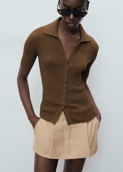 Ribbed polo-neck sweater