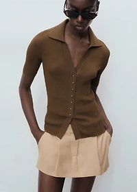 Ribbed polo-neck sweater