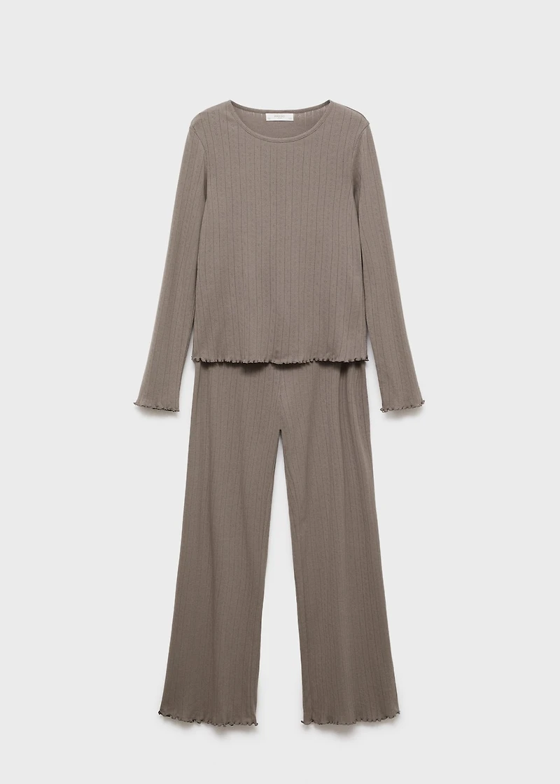 Two-piece openwork cotton pajamas