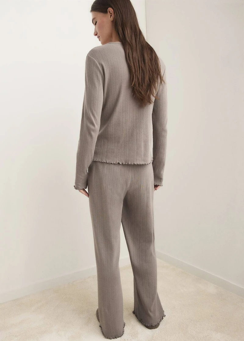 Two-piece openwork cotton pajamas