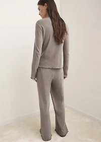 Two-piece openwork cotton pajamas