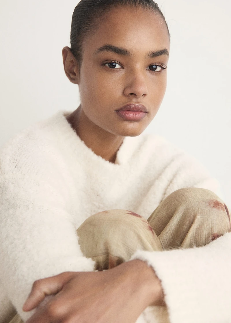 Bouclé-effect pajama sweater