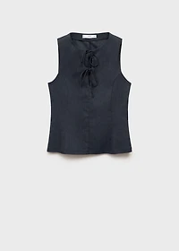 Denim-effect top with bows