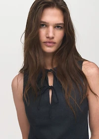 Denim-effect top with bows