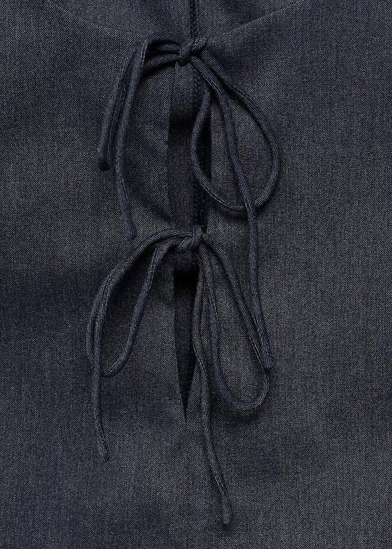 Denim-effect top with bows