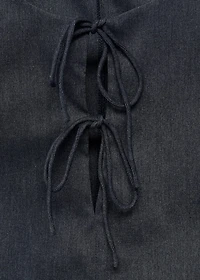 Denim-effect top with bows