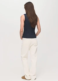 Denim-effect top with bows