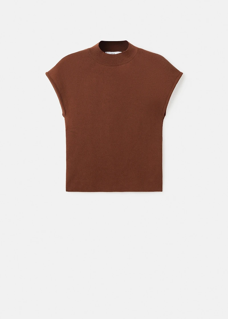 Short-sleeved fine-knit sweater