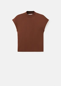 Short-sleeved fine-knit sweater
