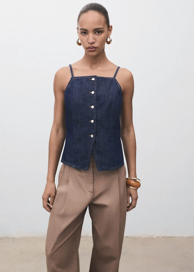 Buttoned denim top