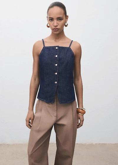 Buttoned denim top
