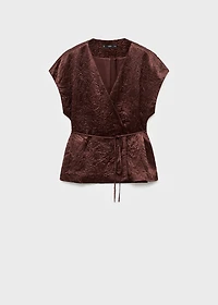 Double-breasted crinkled-effect vest