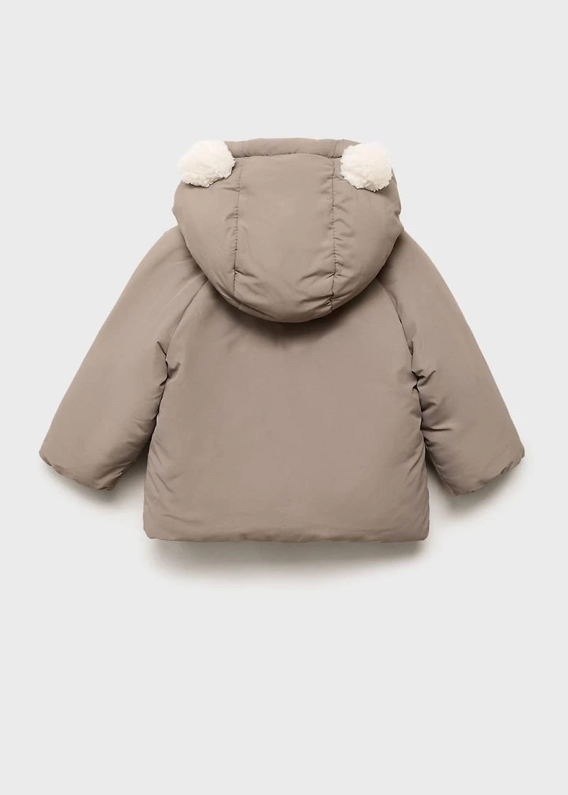 Padded anorak with fur-effect interior