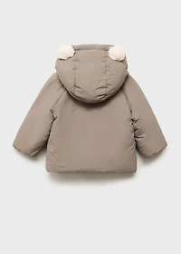 Padded anorak with fur-effect interior