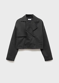 Waxed short trench coat