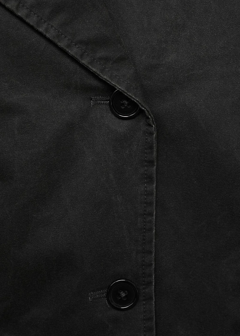 Waxed short trench coat