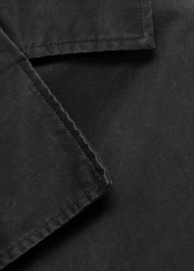 Waxed short trench coat