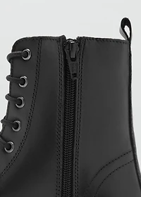 Lace-up leather ankle boots