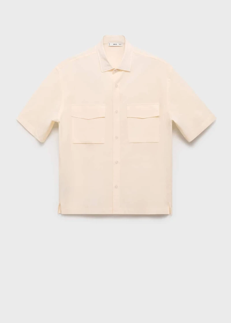 Regular-fit cotton shirt with pocket