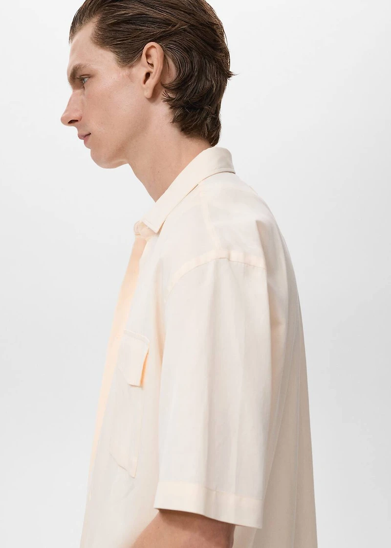 Regular-fit cotton shirt with pocket