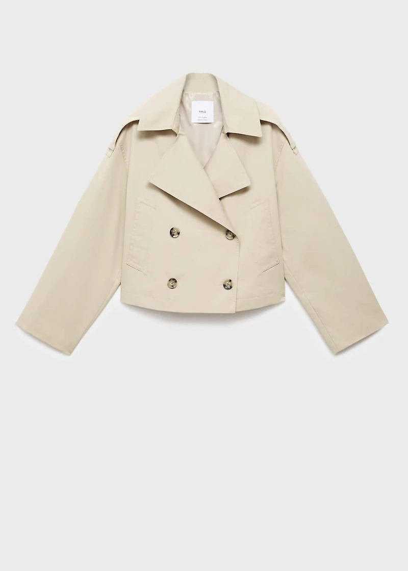 Double-breasted cropped trench coat