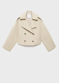 Double-breasted cropped trench coat