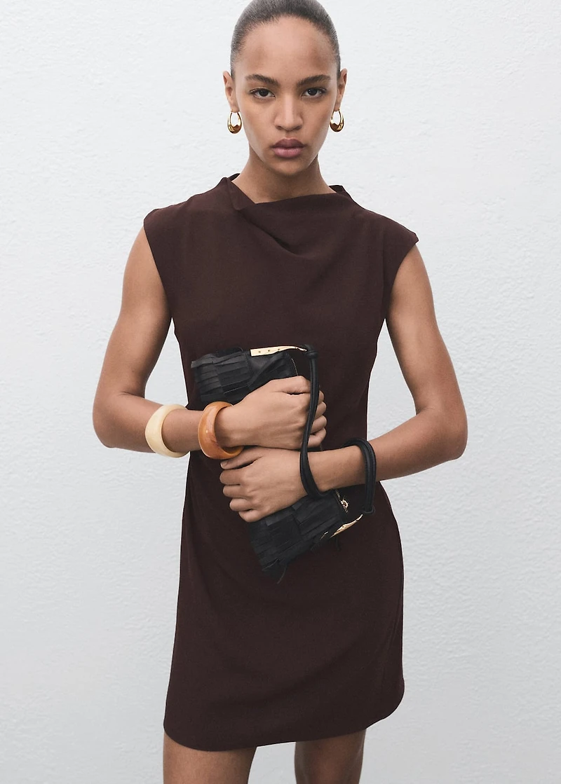 Short dress with draped collar