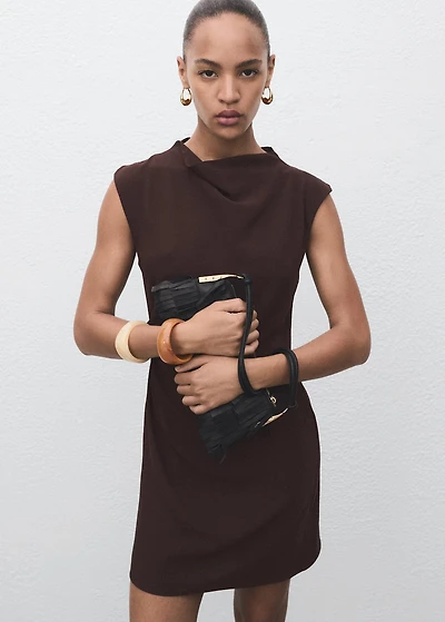 Short dress with draped collar