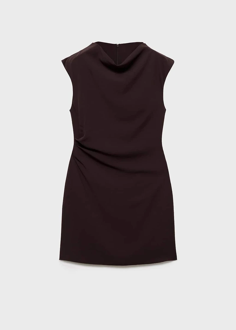 Short dress with draped collar