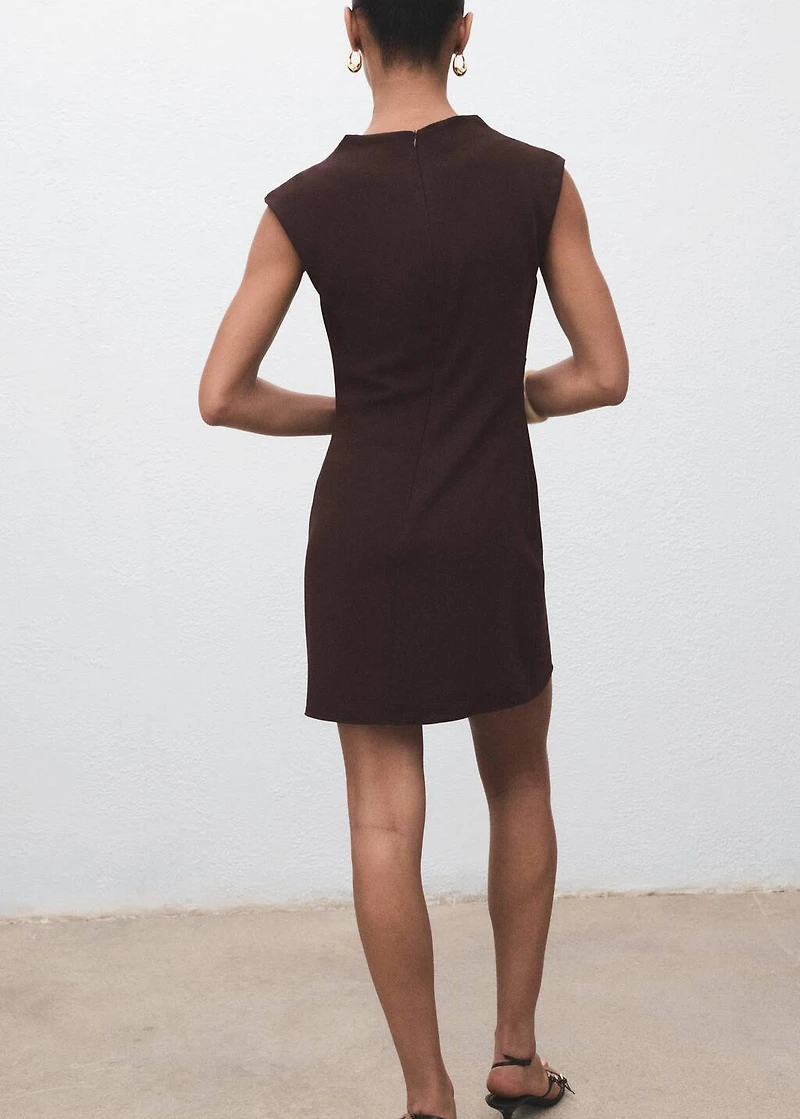 Short dress with draped collar