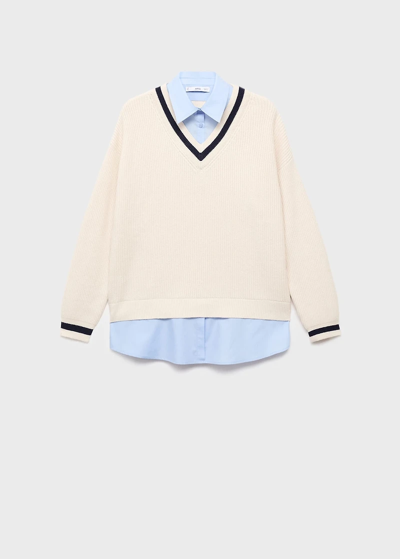 Combined shirt sweater
