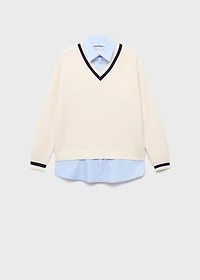 Combined shirt sweater