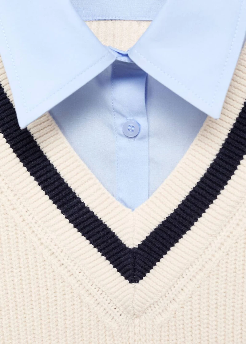Combined shirt sweater