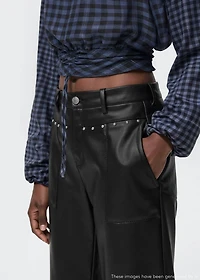Studded leather-effect pants