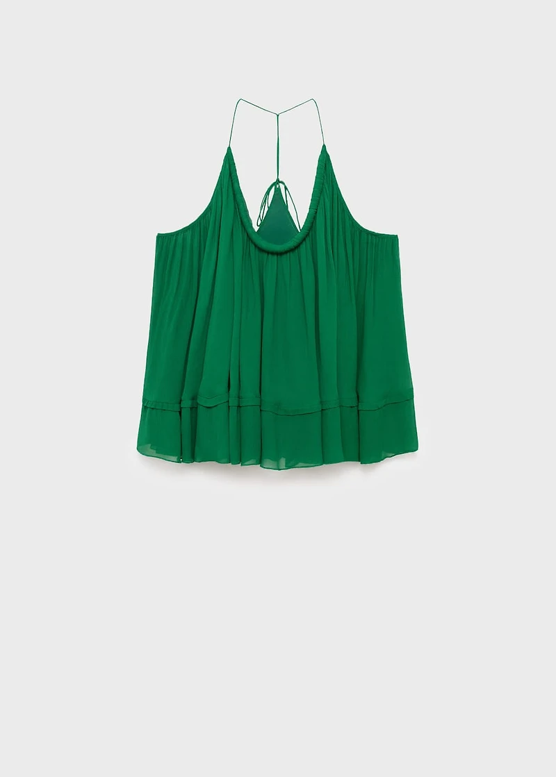 Top with pleated back neckline
