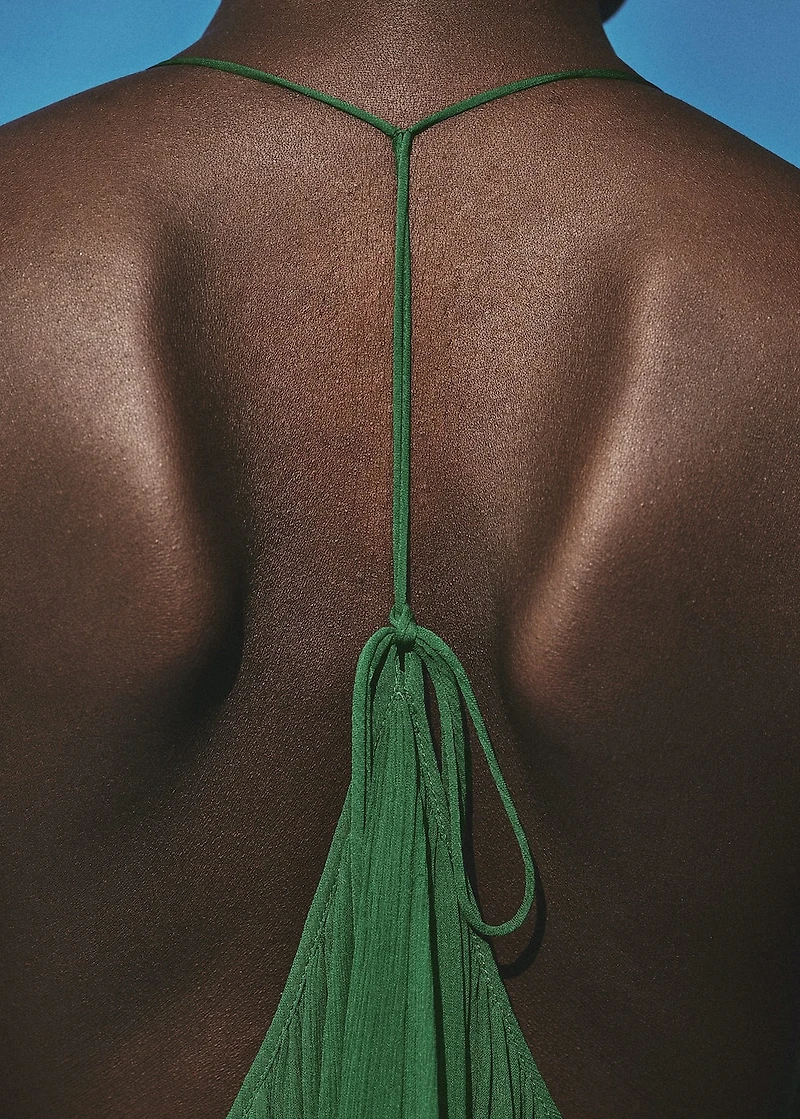 Top with pleated back neckline