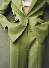 Straight-fit linen-blend suit pants
