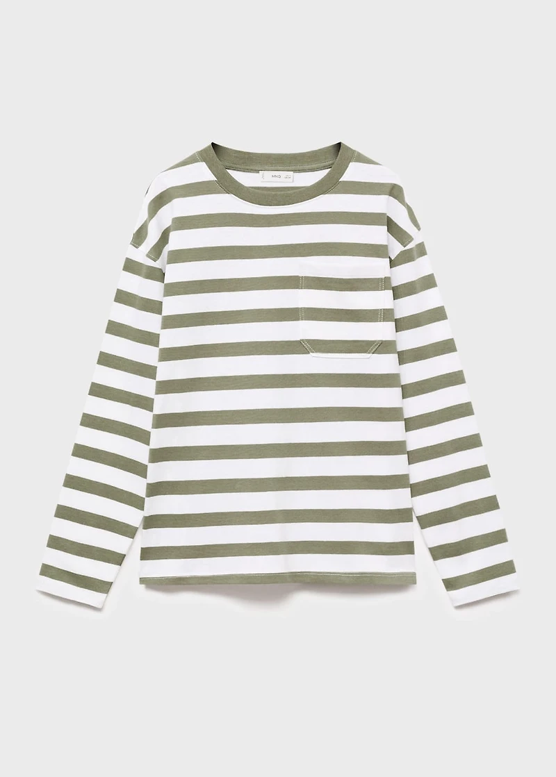 Chest-pocket striped T-shirt